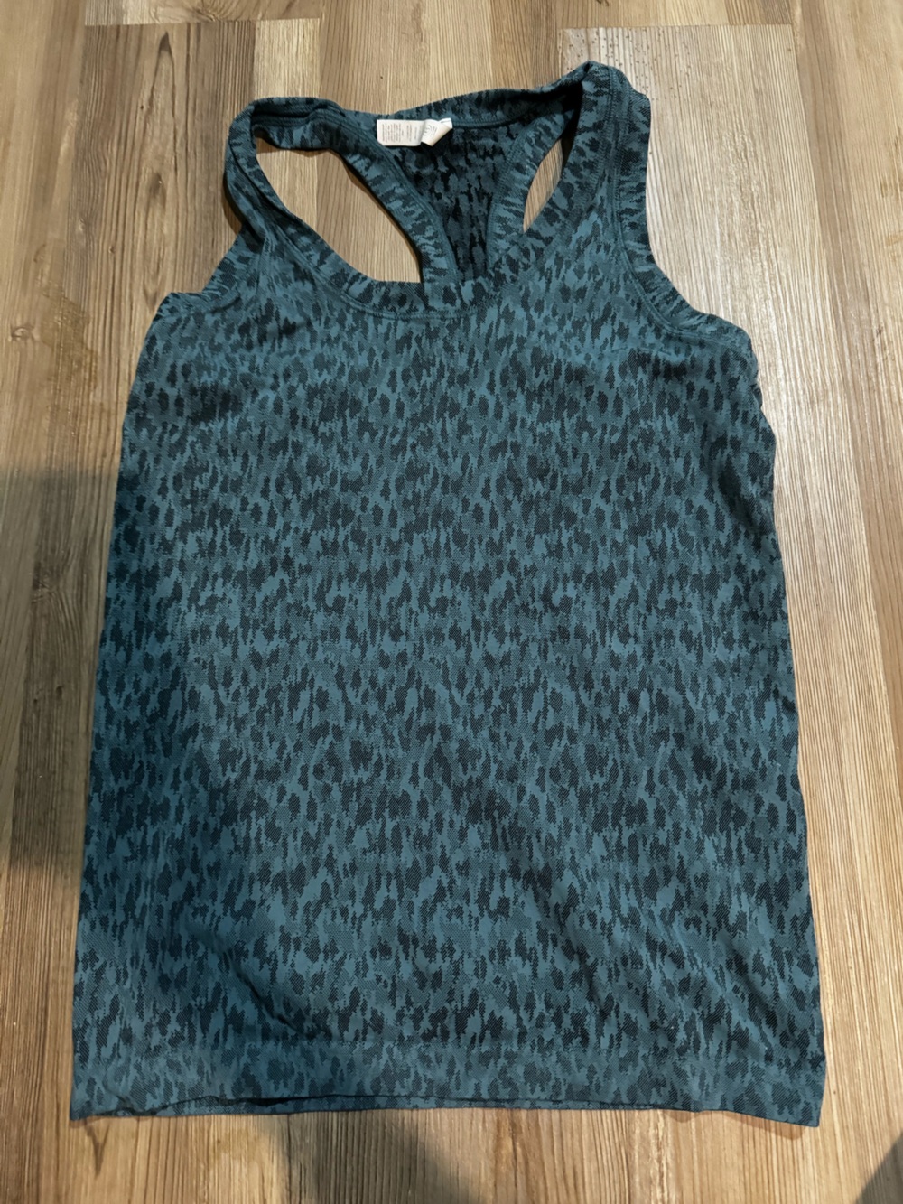 Athleta Teal and Black Leopard-Print Racerback Tank